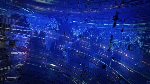 Global earth map rotating digital world breaking news Studio Background Stock Footage 279712398