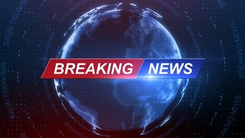 Global earth rotating digital world breaking news Studio Background for news  Stock Footage 127560625