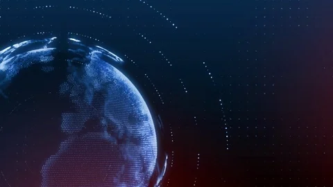 Global earth rotating digital world breaking news Studio Background for news  Stock Footage 127560631