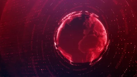 Global earth rotating digital world breaking news Studio Background for news  Stock Footage 127612412