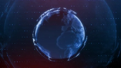 Global earth rotating digital world breaking news Studio Background for news  Stock Footage 127618383