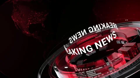 Global earth rotating Digital World News Studio Background for news report .. Stock Footage 261728787