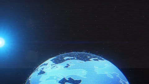 Global Earth Rotating In Galaxy Space Motion Graphic Abstract. Stock Footage 87631865