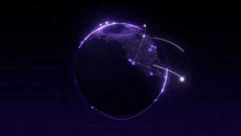 Global earth violet neural plexus network loop 3D animation seamless loop Stock Footage 341184769