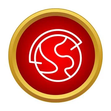 Global earth world map outline icon button Stock Illustration
