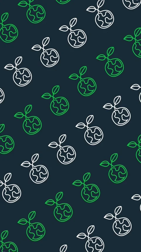 Global eco pattern with seamless Earth Globe and sprout line art icon background Stock Footage 334692957