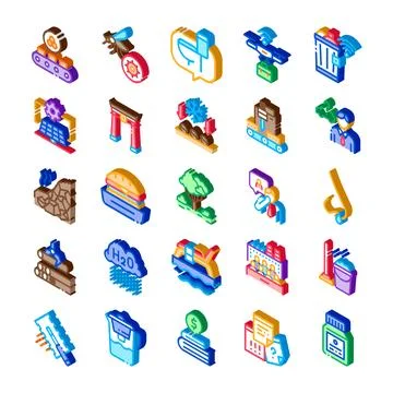 Global ecological issues and environmental problems icons collection Stock Illustration