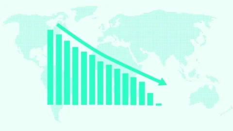 Global Economic Decline Visualization Animation, Global Economic Downturn Gra Video stock 309959149