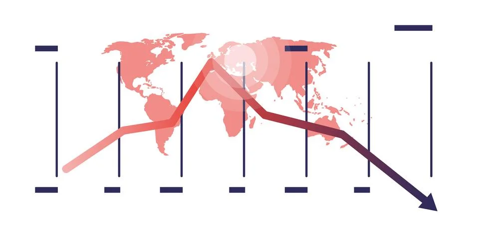 Global Economic Down Fall Due to War,Inflation and Energy Crisis - Design C.. 库存插图
