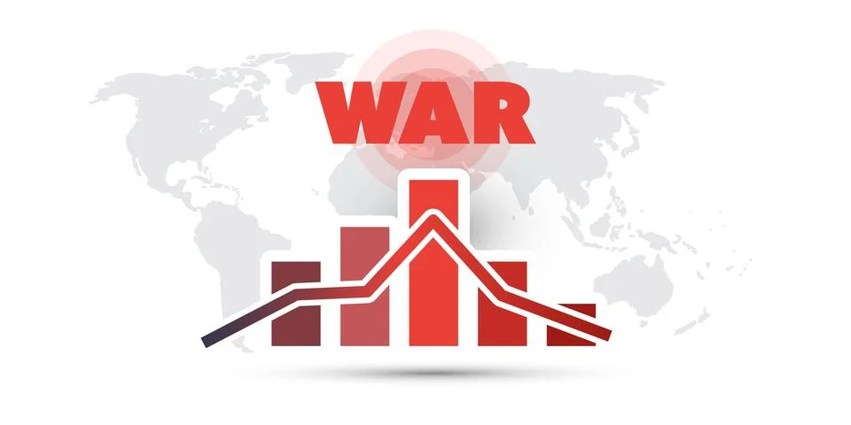 Global Economic Down Fall Due to War, Inflation and Energy Crisis - Design .. 库存插图