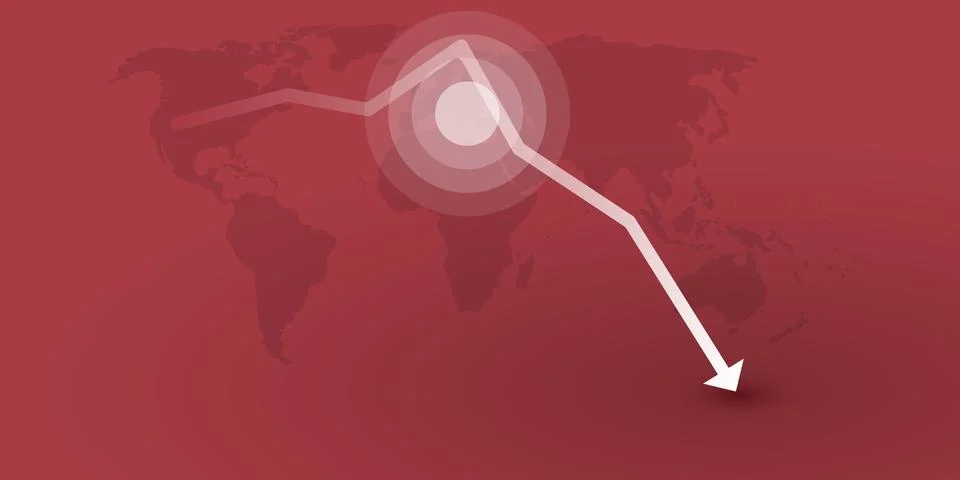 Global Economic Down Fall Due to War, Inflation and Energy Crisis - Design .. 库存插图