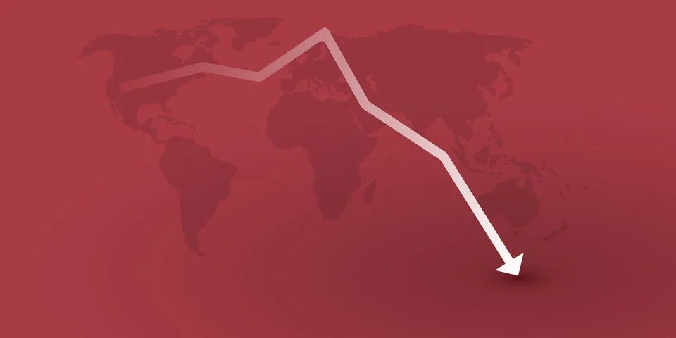 Global Economic Down Fall Due to War, Inflation and Energy Crisis - Design .. Stock Illustration