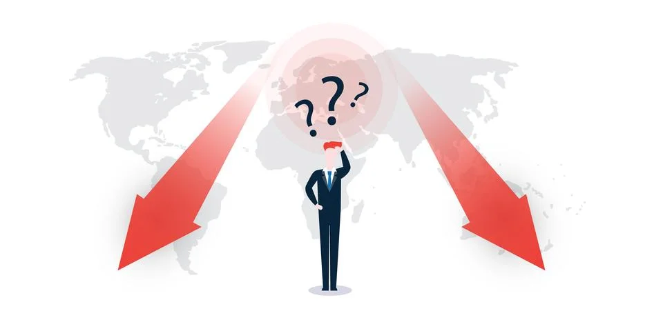 Global Economic Down Fall Due to War, Inflation and Energy Crisis - Design .. 库存插图
