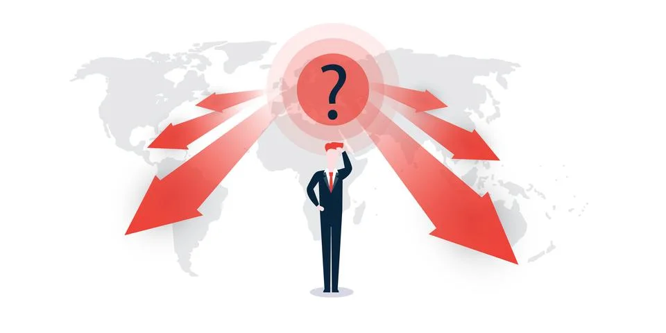 Global Economic Down Fall Due to War, Inflation and Energy Crisis - Design .. 库存插图