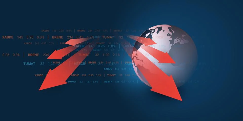 Global Economic Down Fall Due to War, Inflation and Energy Crisis - Design .. 库存插图