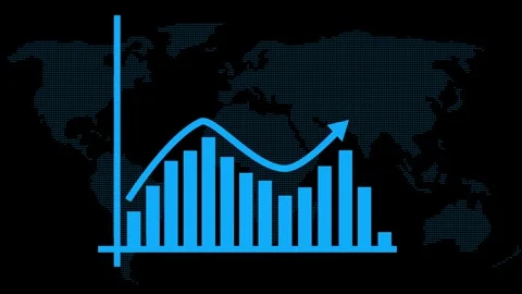 Global Economic Downturn Visualization Animation, Animated Increasing Reven.. Stock Footage 309965215
