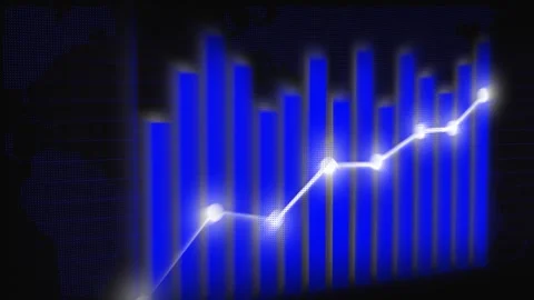 Global Economic Growth Chart with Blue Bars and Dotted World Map Background.. Stock Footage 331930792