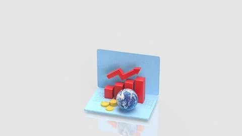 Global Economic Growth Chart on a Digital Laptop 3d render. Stock Illustration