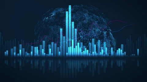 Global economy digital chart analyzing financial market data Stock Footage 334503069