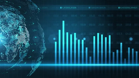 Global economy digital data visualization analyzing business trends Stock Footage 335889114