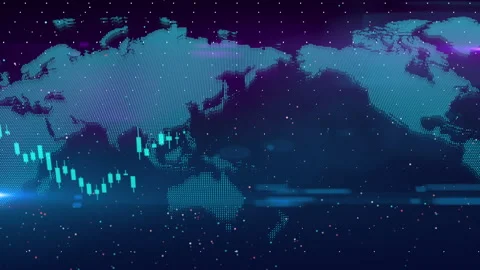Global economy world map stock market animation Stock Footage