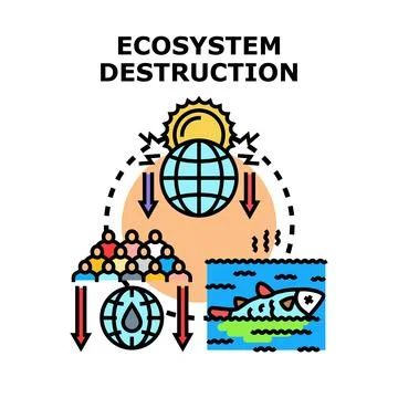 Global ecosystem destruction concept symbolizing environmental degradation 스톡 일러스트