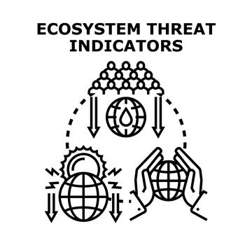 Global ecosystem threat indicators and environmental impact Illustrazione stock