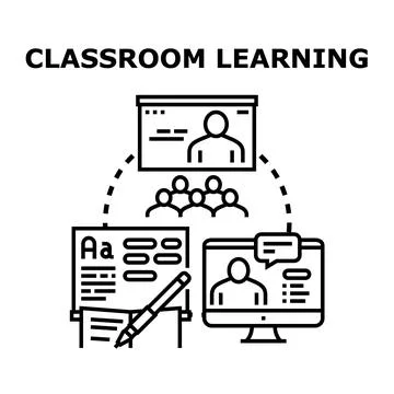 Global education classroom learning and distant training concept Stock Illustration