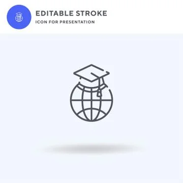 Global Education icon vector, filled flat sign, solid pictogram isolated on Illustrazione stock