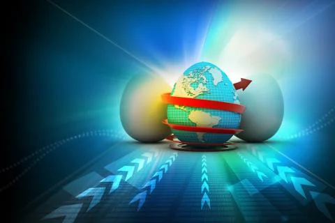 Global egg rounded with arrow Stock Illustration