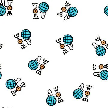 Global electric energy saving vector seamless pattern イラスト素材