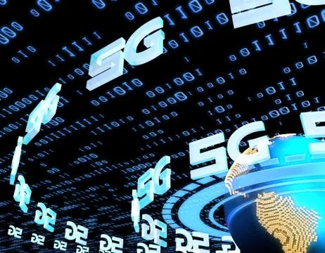 Global electronic technology 5G network, data transmission and storage Illustrazione stock