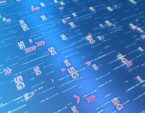 Global electronic technology 5G network, data transmission and storage Illustrazione stock