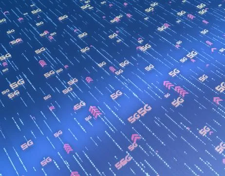 Global electronic technology 5G network, data transmission and storage Illustration