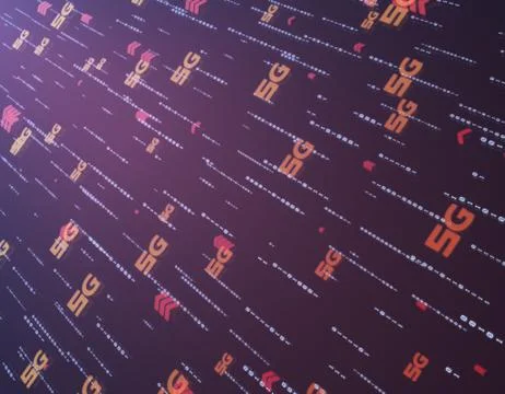 Global electronic technology 5G network, data transmission and storage Illustrazione stock