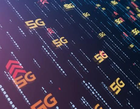 Global electronic technology 5G network, data transmission and storage Illustration