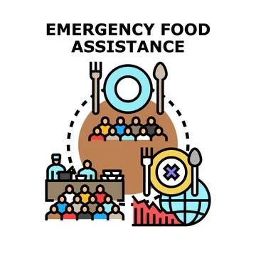 Global emergency food assistance program providing relief Illustration