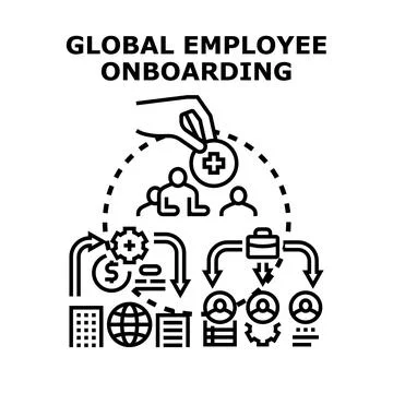 Global employee onboarding process vector illustration concept Stock Illustration