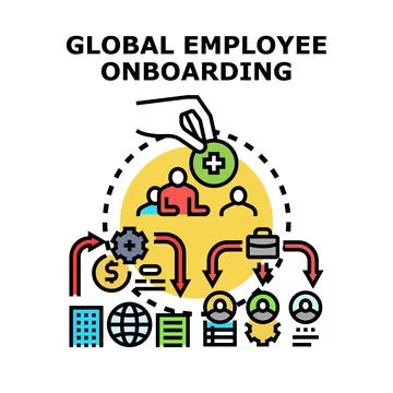 Global employee onboarding process vector illustration concept Stock Illustration