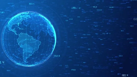 Global encrypted cybersecurity network data cyber security globe virtual planet Stock Footage 313679976