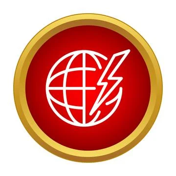 Global energy consuming earth with lightning bolt icon Stock Illustration