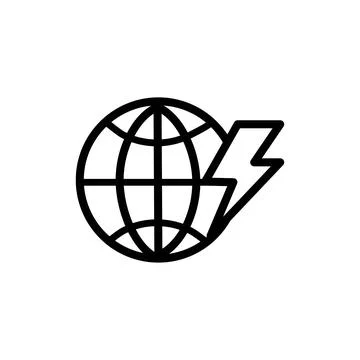 Global energy crisis vector icon. Earth and lightning icon on white backgroun Stock Illustration