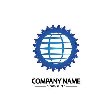 Global Engineer World Gear Logo Design Template Illustrazione stock