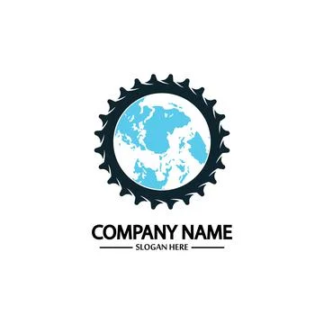 Global Engineer World Gear Logo Design Template Stock Illustration