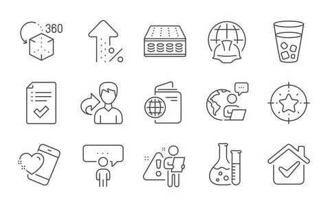 Global engineering, Augmented reality and Heart icons set. Vector Stock Illustration