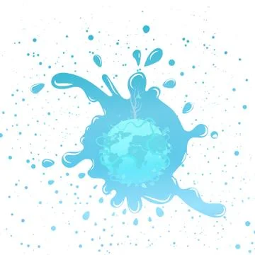 Global environment inside water splashing and droplet scatter concept abstract Stock Illustration