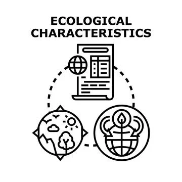 Global environmental characteristics represented by a report, natural landsca Illustrazione stock