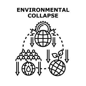 Global environmental collapse impact on resources and population Stock Illustration