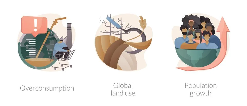 Global environmental data abstract concept vector illustrations. Illustrazione stock