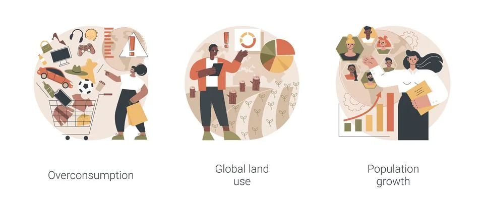 Global environmental data abstract concept vector illustrations. Stock Illustration